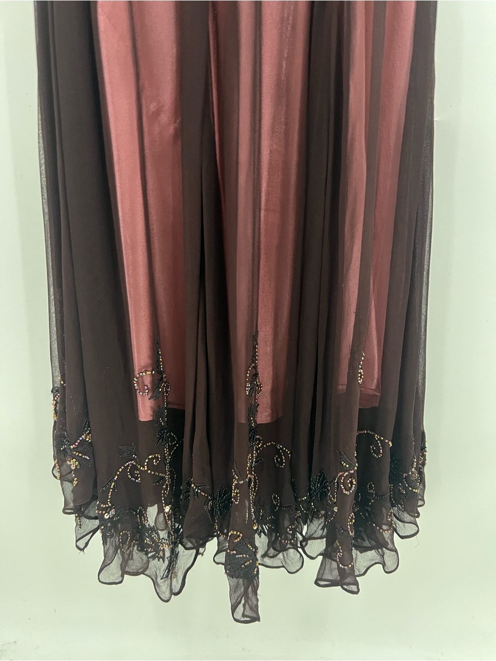 Vintage Adrianna Papell Boutique Evening Whimsigoth Beaded V-Neck Silk Maxi Gown - Picture 8 of 12